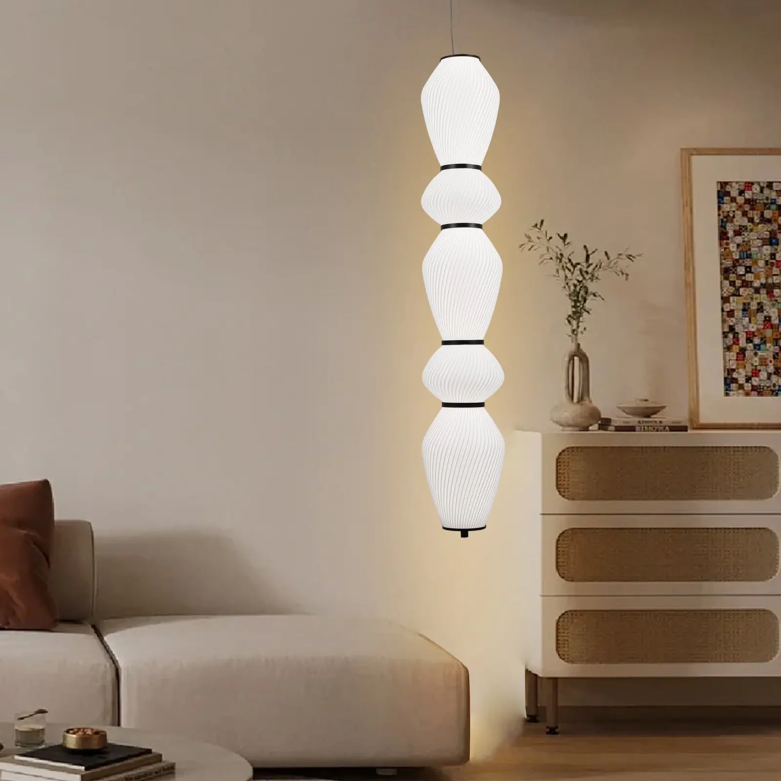 Lustra LED Suspendata cu Telecomanda 78W, LM510/5BK, Inaltime Reglabila, Lumina Calda/Rece/Neutra 3000K/4000K/6000K, Alb, Metal