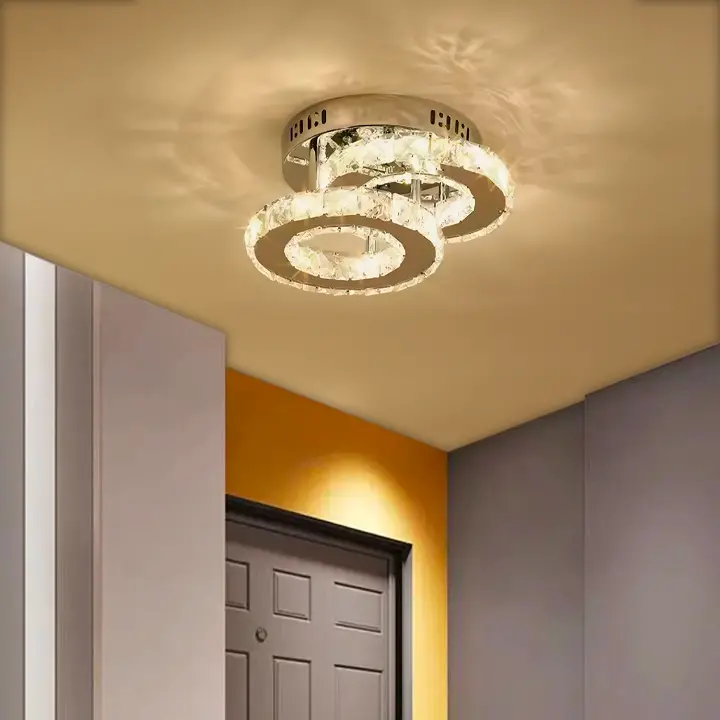 Previzualizare 4: Lustra LED cu cristal ROYALO ROTONDA 26W, 2 Cercuri, lumina Rece/Calda/Neutra, Crom Lucios