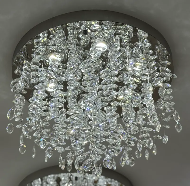 Previzualizare 3: Candelabru LED Cristal LLC210/400CH Rotund, 22W, Lumina Rece/Calda/Neutra, Cristal, Crom Lucios