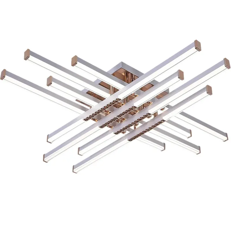 Previzualizare 3: Lustra LED cu Telecomanda Axial, 98W, 8 Elemente, Lumina Rece/Clada/Neutra, Dimabila, Alb