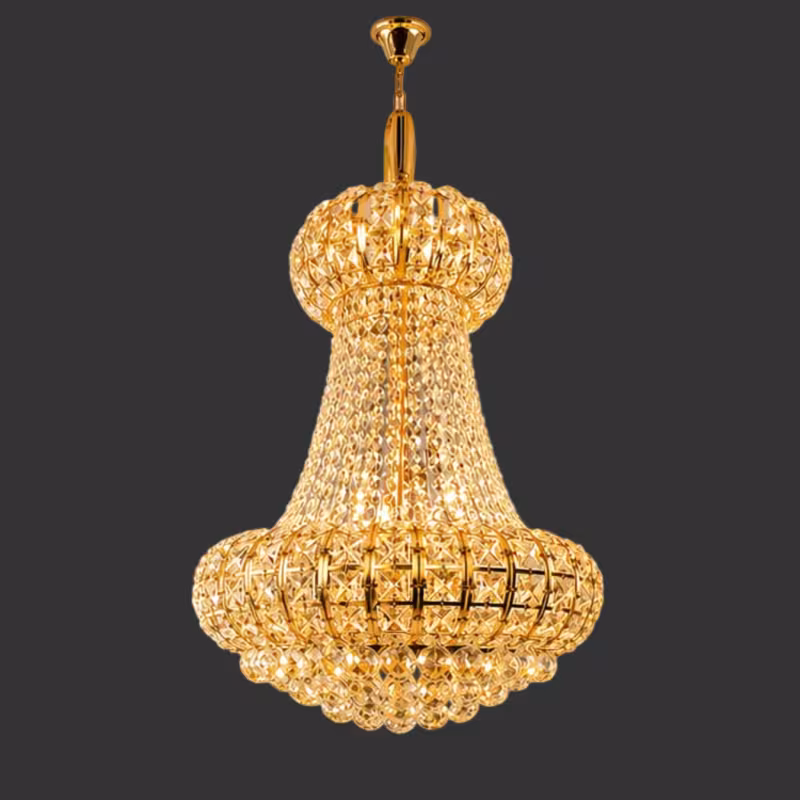 Previzualizare 4: Candelabru Cristal CASTRUM Magno 11xE14, D60 cm, Auriu, Inaltime Reglabila, Metal si Cristal