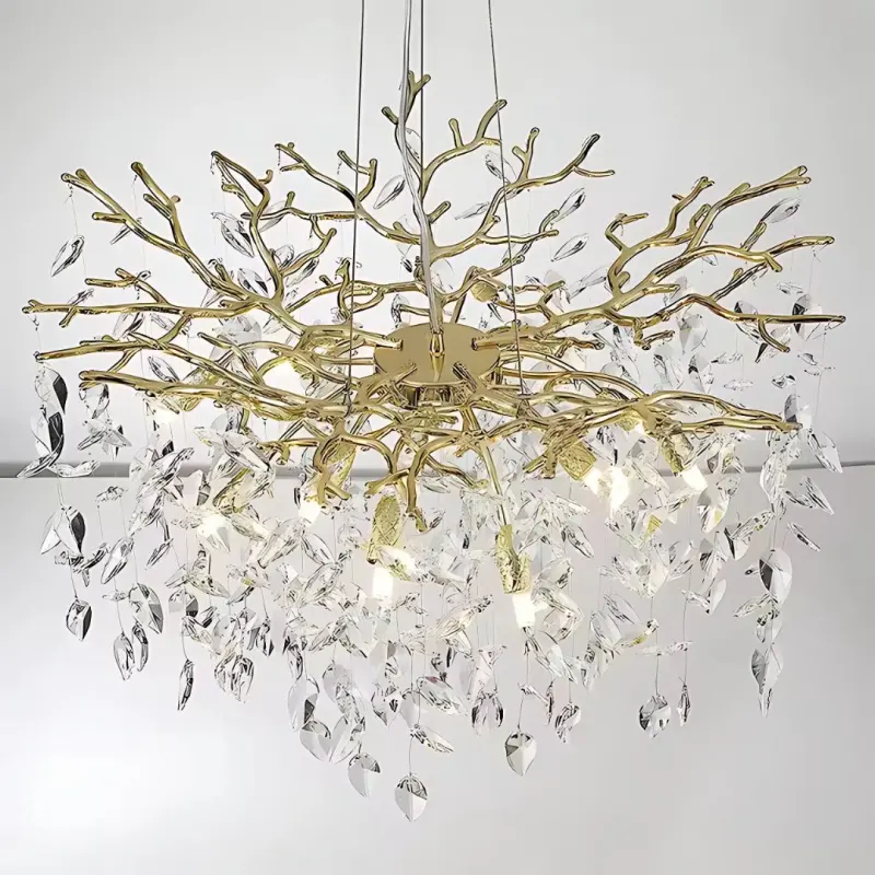 Candelabru Cristal WALTZ Rhapsody, 6xG9, Auriu, Diametru 45cm, Inaltime Reglabila