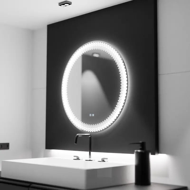Oglinda LED Rotunda 70cm, Stellaire Touch, Sistem Dezaburire, Dimabila