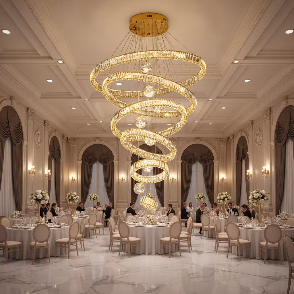 Candelabru Cristal cu Telecomanda KOLO Supremo, 120x350cm, Lumina Calda/Neutra/Rece, Auriu, Metal si Cristal
