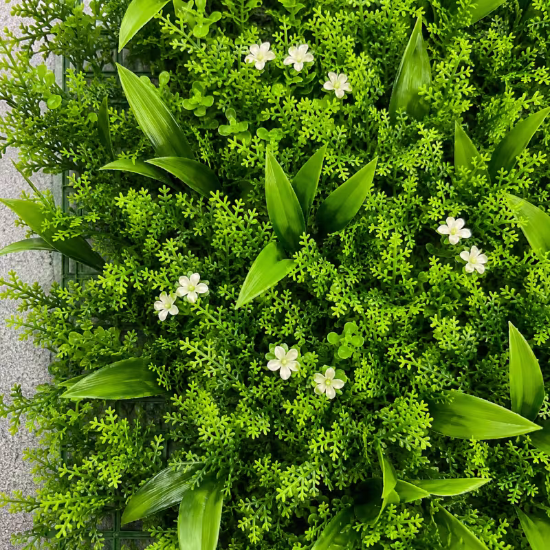 Previzualizare 2: Planta Artificiala Panou de Gard Viu Frunze de Piersic Mix, 40 x 60 cm, Verde