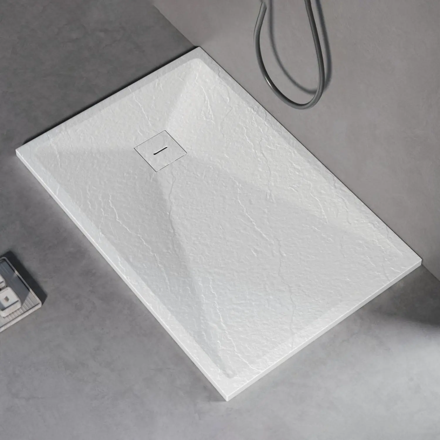 Cadita de dus dreptunghiulara 80x100 cm, slim 3 cm, alb lucios