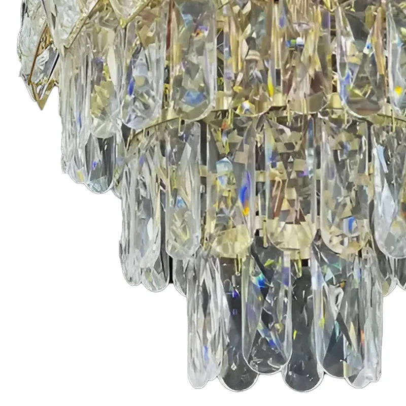 Previzualizare 2: Candelabru Cristal WINDSOR Petito 3xE14, Diametru 29cm, Auriu Lucios, Inaltime Reglabila, Metal si Cristal