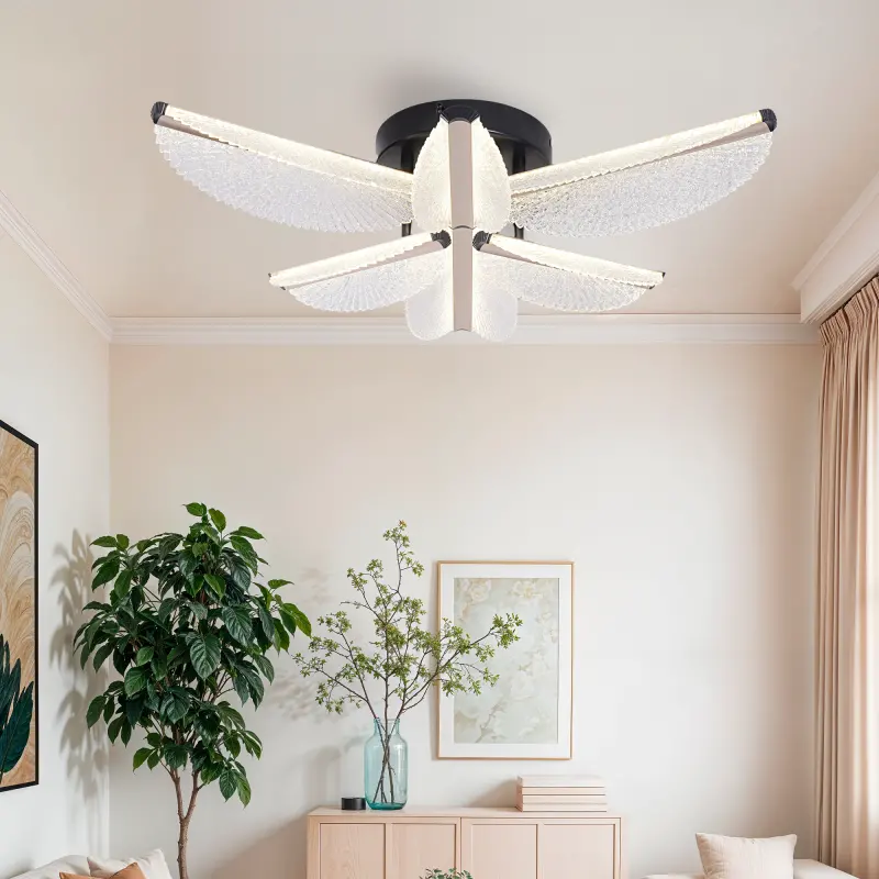 Previzualizare 2: Lustra LED cu Telecomanda TULLIO 67W, 6 Petale, lumina Rece/Calda/Neutra, Dimabila, Negru