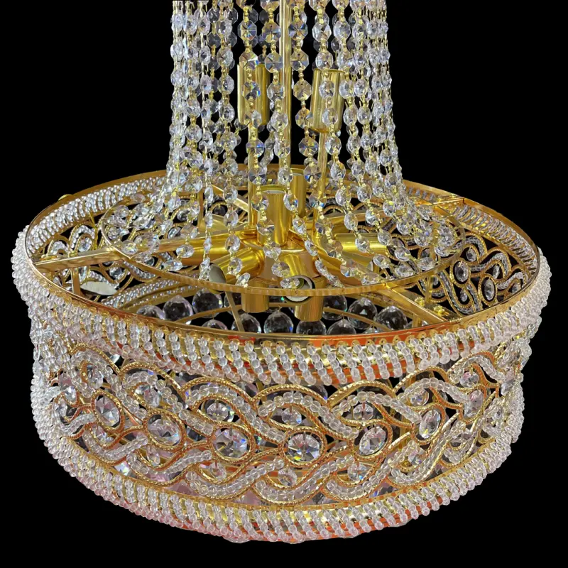 Previzualizare 4: Candelabru Cristal CC718/400, 11x E14, Diametru 40cm, Auriu Lucios