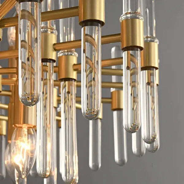 Previzualizare 2: Candelabru Cristal CC850/480GD ,6xE14, 48X45cm, Inaltime Reglabila, Auriu Lucios, Inaltime Reglabila, Design Elegant, Metal si Cristal