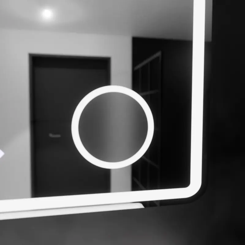 Previzualizare 4: Oglinda LED Rectangulara, 90x75cm, Riflesso MotionGlow Marcello, Sistem Dezaburire, Ceas & Termometru, Lupa Cosmetica, Dimabila