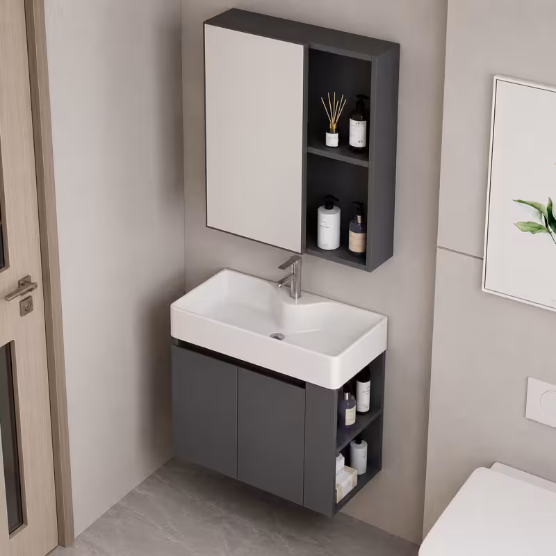 Previzualizare 2: Set Mobilier EVOQ pentru Baie ,Latime 70cm, 2 Piese, Gri si Alb