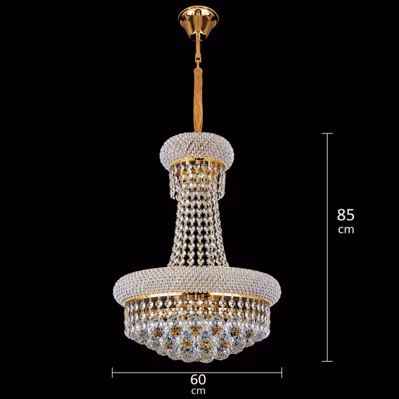 Previzualizare 4: Candelabru Cristal NUVOLA Magno, 15xE14, D60 cm, Auriu, Inaltime Reglabila, Metal si Cristal