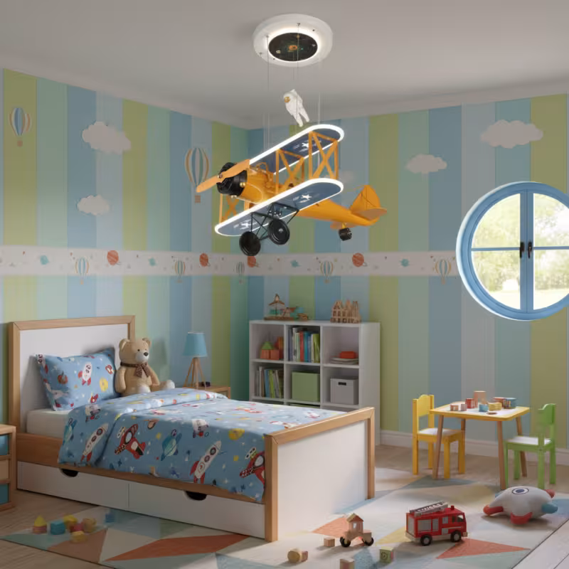 Previzualizare 3: Lustra LED suspendata AVION 80W, lumina Rece/Calda/Neutra, Portocaliu Albastru