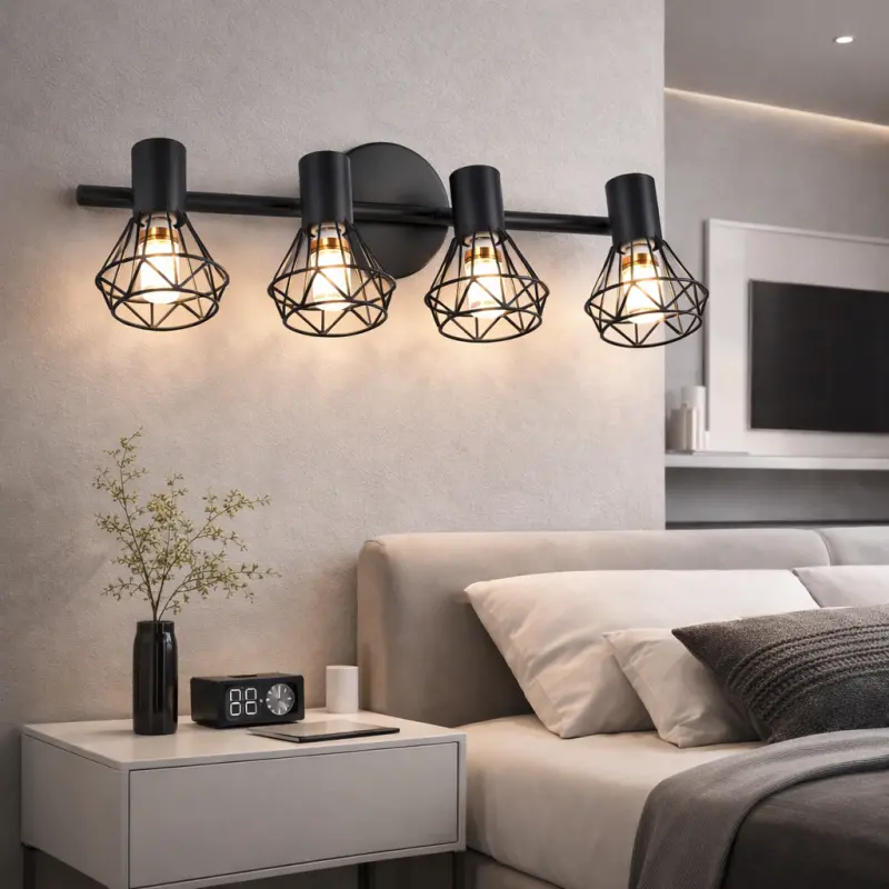 Lustra cu Abajur, GRACIE, Diamant, 4xE14, Negru, Metal