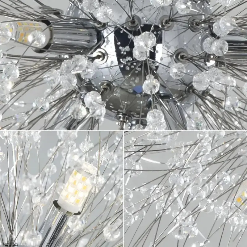 Previzualizare 2: Candelabru Cristal Schonbrunn, 12x G9, Diametru 60cm, Crom Lucios, Inaltime Reglabila