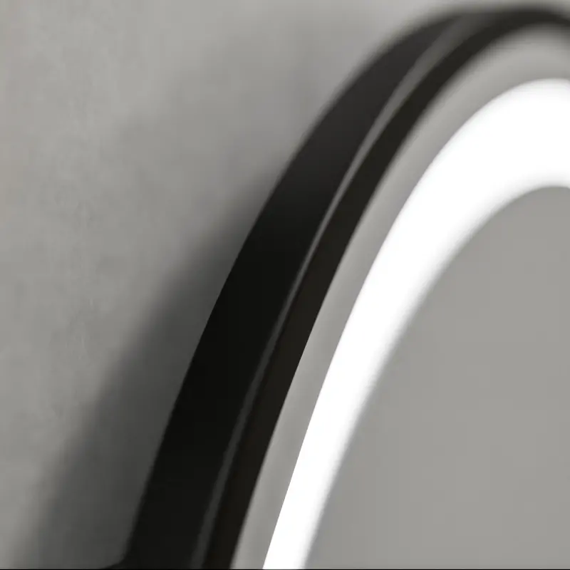 Previzualizare 2: Oglinda LED Rotunda, 100cm, Celeste Majeste Noir MotionGlow Marcello, Sistem Dezaburire, Ceas & Termometru, Dimabila