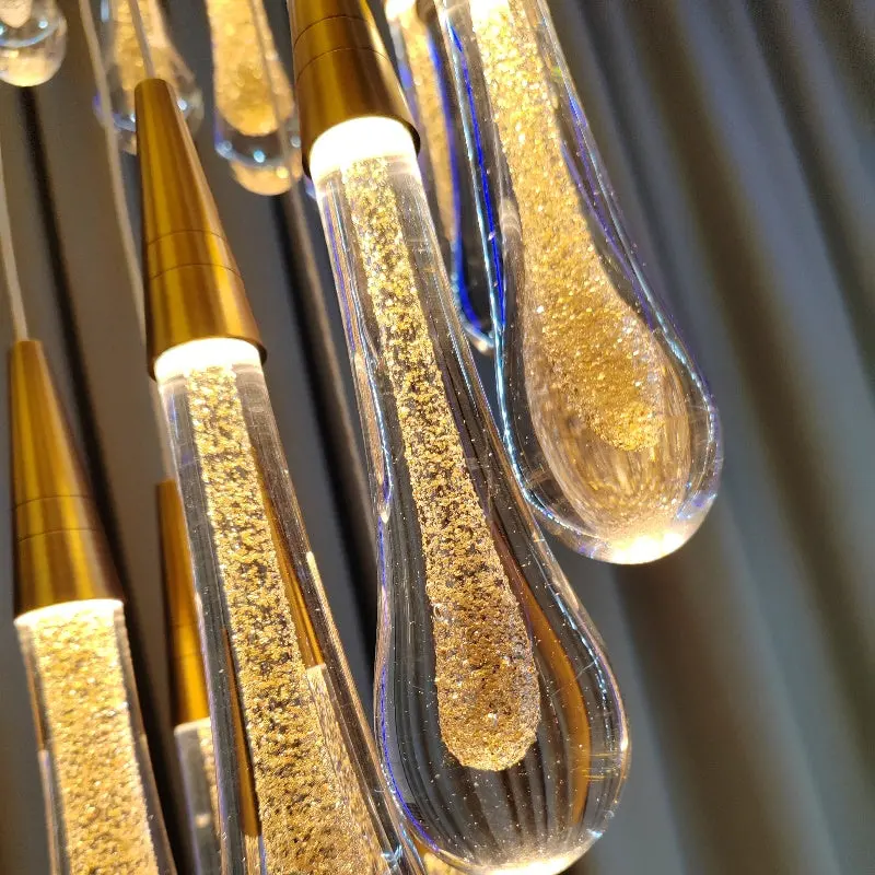 Previzualizare 2: Candelabru Cristal LED Suspendat, 39W, Iustinian, Diametru 60cm, Inaltime Reglabila, Auriu, Metal si Cristal