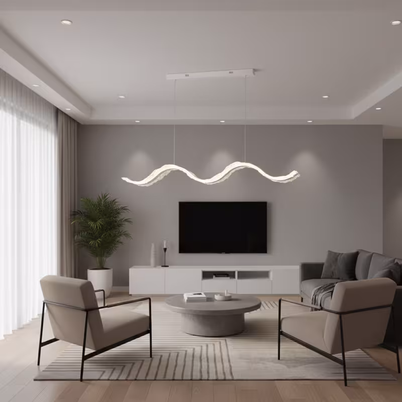 Previzualizare 2: Lustra LED cu Telecomanda, Suspendata AMI 63W, Liniara, Lumina Rece/Calda/Neutra, Alb, Inaltime Reglabila