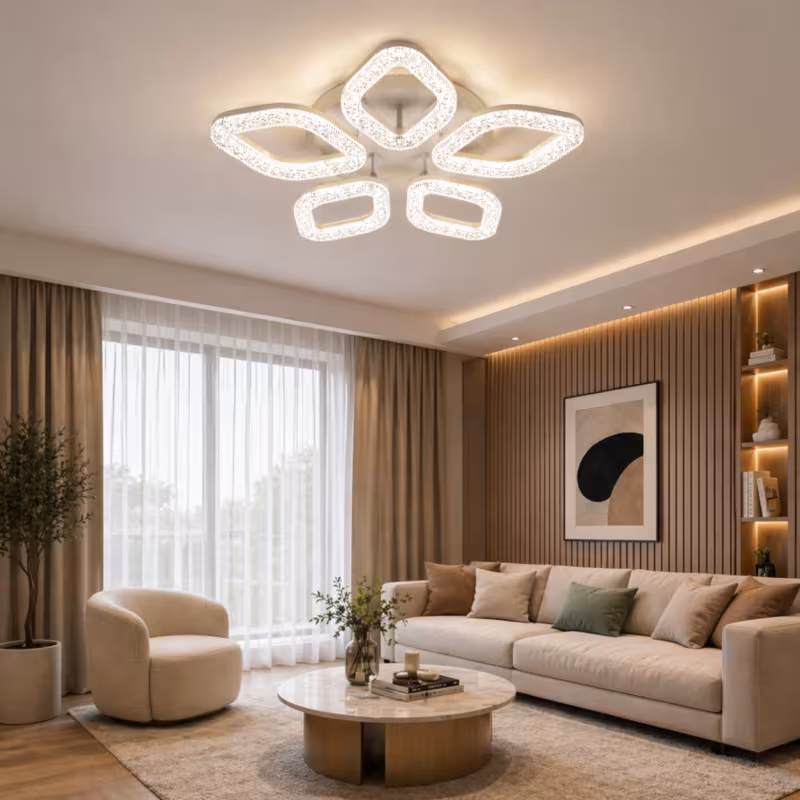 Previzualizare 3: Lustra LED cu telecomanda, 67W, Lumina Rece/Calda/Neutra, Dimabila, Auriu