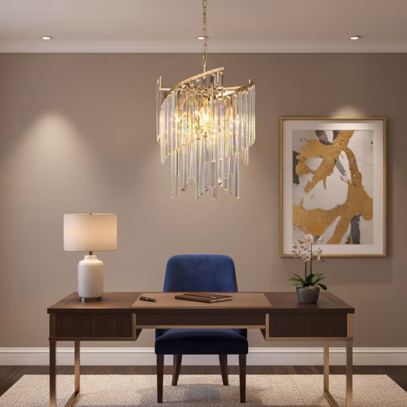 Previzualizare 3: Candelabru Cristal TWEEZE Nobile, 6xE14, D40 cm, Auriu, Metal si Cristal