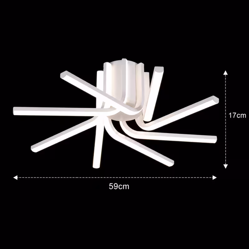 Previzualizare 4: Lustra LED cu telecomanda IBANE, 8 surse, 3000K/4000K/6000K, 128W, Metal si Silicon, Alb