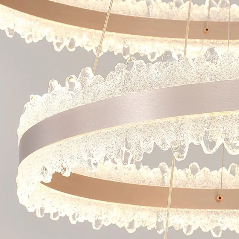 Previzualizare 2: Lustra LED suspendata cu Telecomanda NIVALIS Duo 127W, Cercuri 60x80cm, lumina Rece/Calda/Neutra, Dimabila,Inaltime Reglabila, Auriu