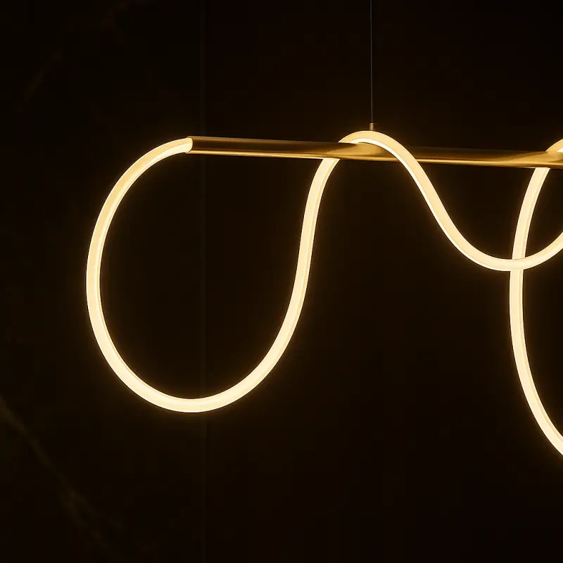 Previzualizare 2: Lustra LED DIVINO Auriu 96W cu Tub Silicon Flexibil, 96W, 150cm – Lumina Reglabila 3000K/4000K/6000K