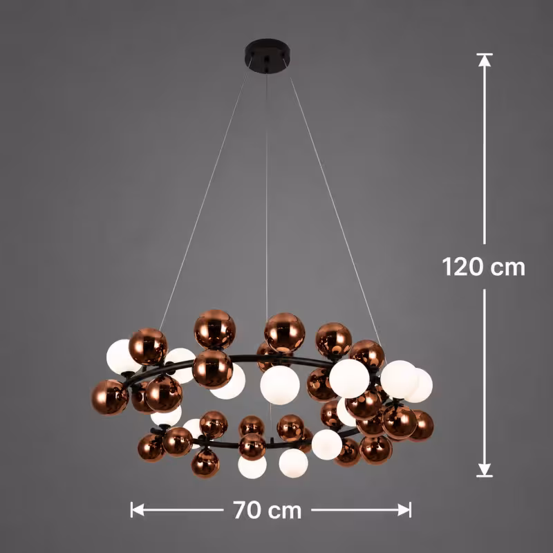 Previzualizare 4: Lustra Suspendata BARRO Regalis, D70cm, 10x G9, Aur Roz, Metal si Sticla