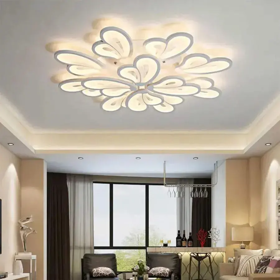 Lustra LED cu telecomanda BLOSSOM 146W, 12 Petale, lumina Rece/Calda/Neutra 3000k/4000k/6000k, Dimabila, Alb