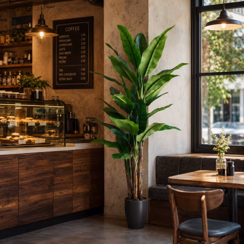 Previzualizare 2: Planta Artificiala Copac Tip Bananier, 210 cm, 31 frunze, Verde, cu Ghiveci