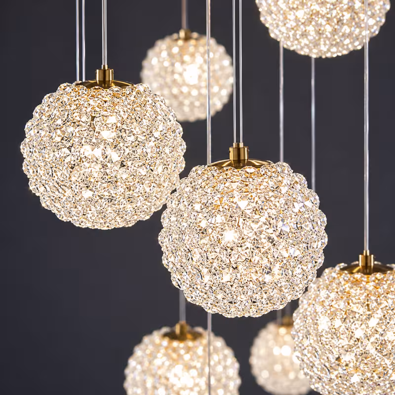 Previzualizare 4: Candelabru Cristal LED MILLE, 18xG9 , Diametru 60cm x Inaltime 340cm, Cristal si Metal, Auriu