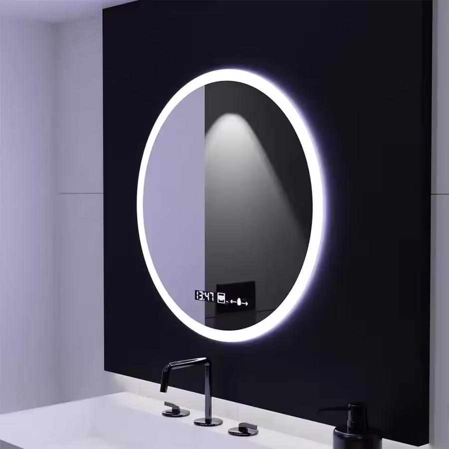 Oglinda LED Rotunda GIULIA, 70cm, senzor MotionGlow, Sistem Dezaburire, Ceas & Termometru, Dimabila, Marcello Funghi