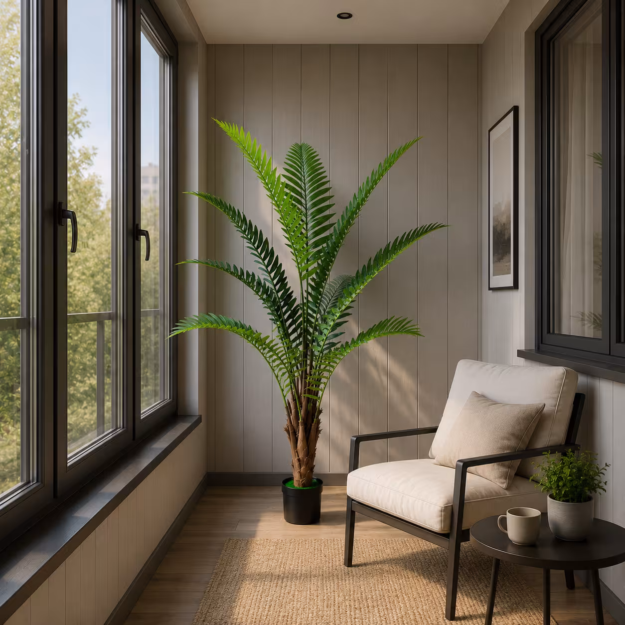 Planta Artificiala Copac Tip Palmier Regal, 180 cm, 10 frunze, Verde, cu Ghiveci