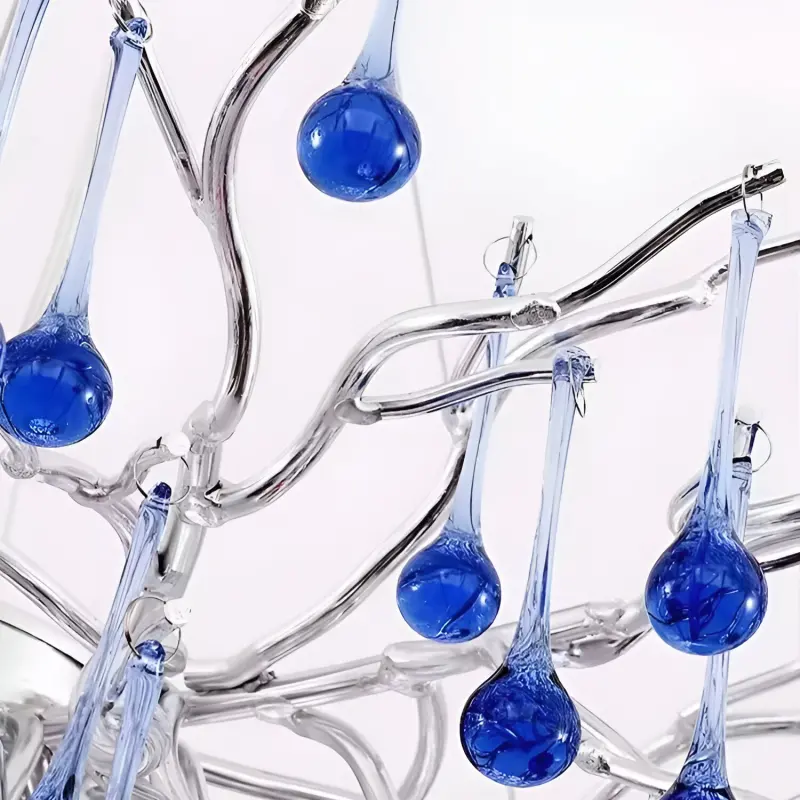 Previzualizare 2: Candelabru Cristal CC335/600CH, 9x G9, Crom si Cristale Albastre, 60cm, Inaltime Reglabila