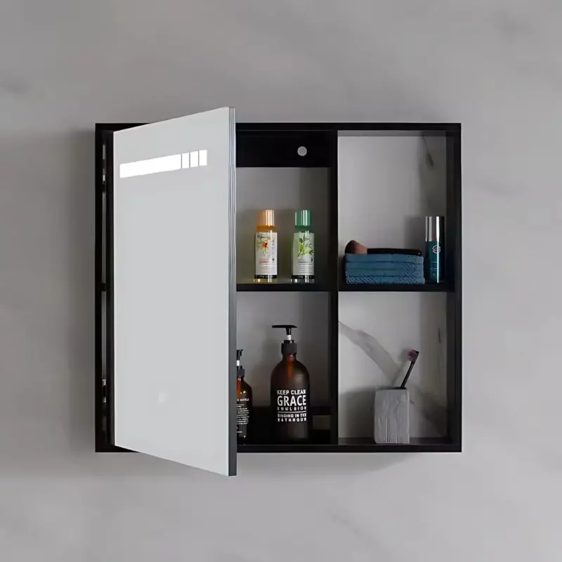 Previzualizare 4: Set Mobilier pentru Baie CRETA, 60x50cm, 2 Piese, Negru si Alb