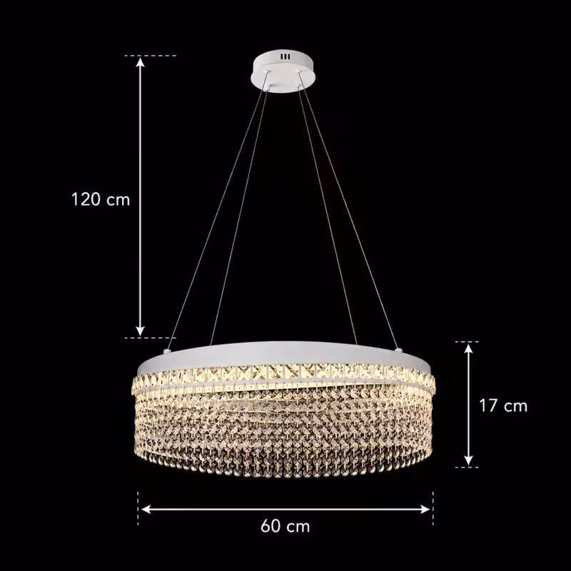 Previzualizare 4: Candelabru Cristal VOLNA Magno, 124W, D60cm, Lumina Calda/Neutra/Rece, Alb, Metal si Cristal