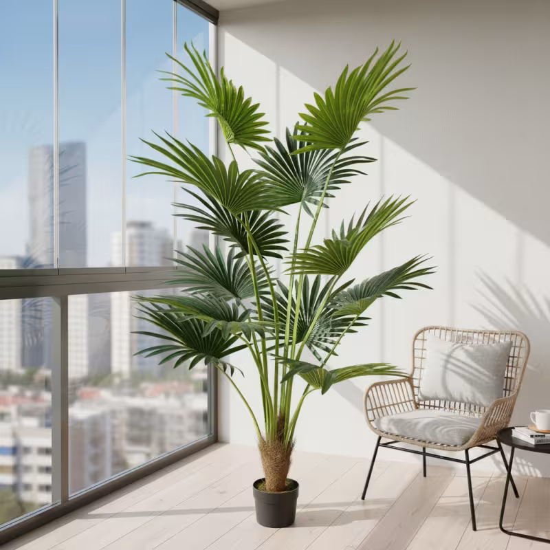 Previzualizare 3: Planta Artificiala Tip Palmier Livistona Evantai, 12 frunze, 180 cm, Verde