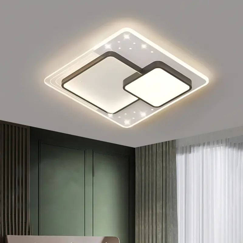 Previzualizare 3: Lustra LED cu telecomanda SERPENTA 60W, Patrata, lumina Rece/Calda/Neutra, Dimabila, Negru