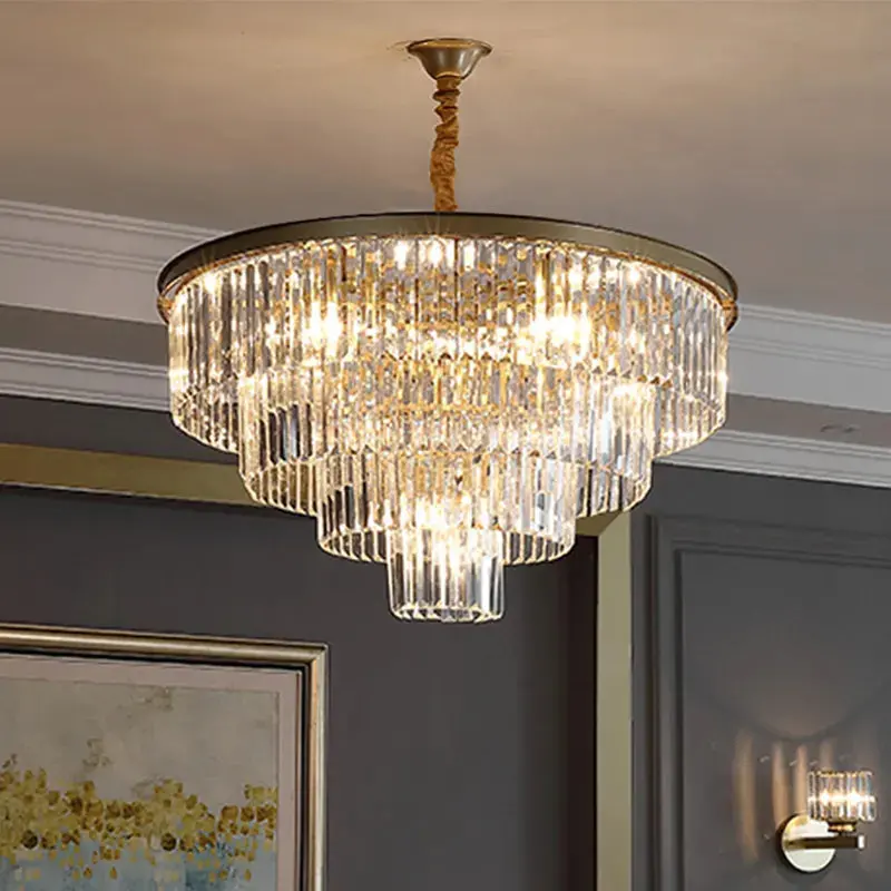 Candelabru Cristal CHAMBORD Eleganza 8xE14, Diametru 48cm, Auriu Mat