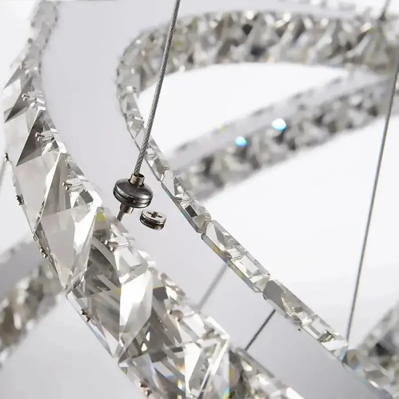 Previzualizare 2: Lustra LED cu telecomanda si cristal PRISM LUMINIS 58W, 2 Cercuri, lumina Rece/Calda/Neutra, Dimabila, Argintiu, Inaltime Reglabila