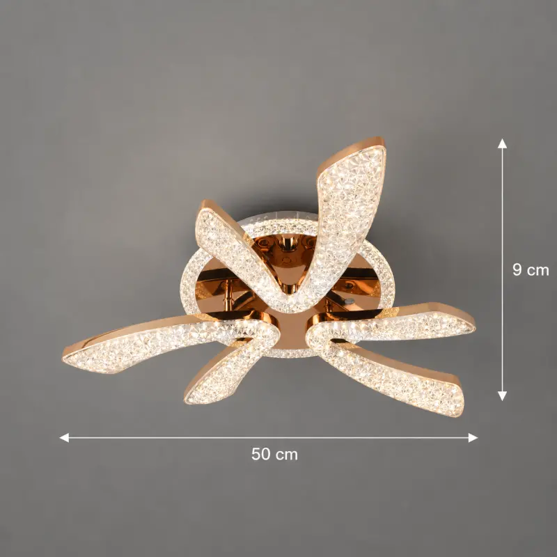 Previzualizare 4: Lustra LED CHARM Eleganza cu telecomanda si cristal, 44W, Ø50cm, 3 Surse, Lumina Rece/Calda/Neutra, Dimabila, Auriu