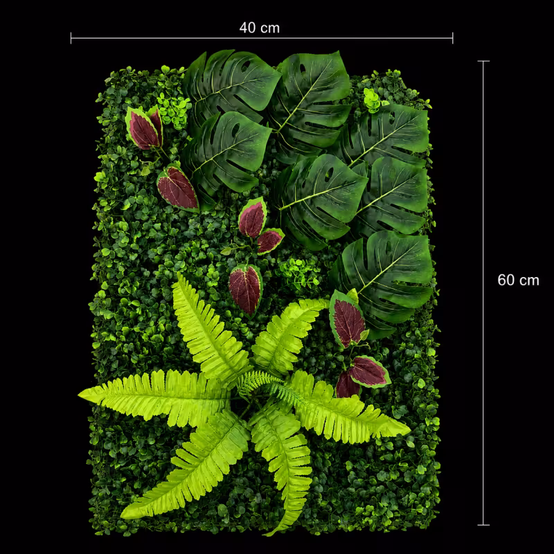 Previzualizare 3: Planta Artificiala Panou de Gard Viu Mix Monstera, 40 x 60 cm, Verde