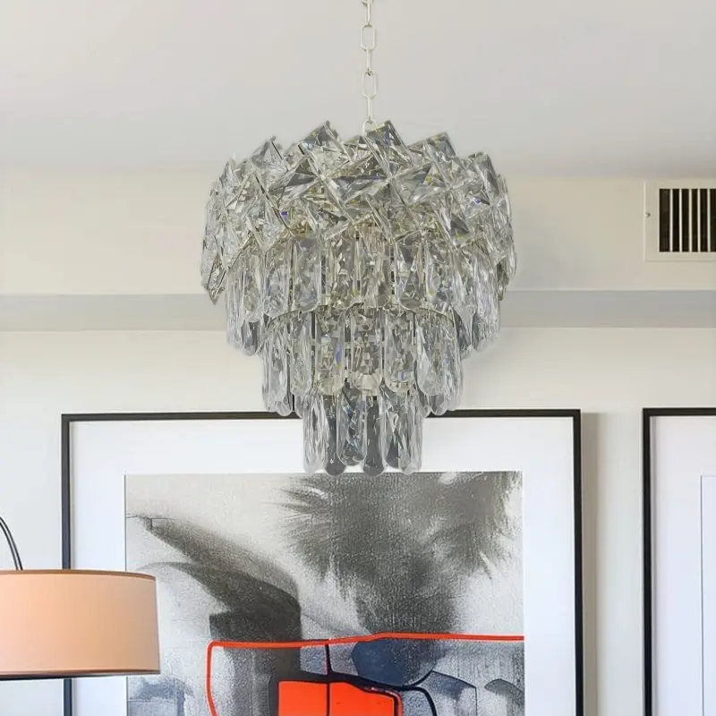 Candelabru Cristal WINDSOR Petito 3xE14, Diametru 29cm, Crom Lucios, Inaltime Reglabila