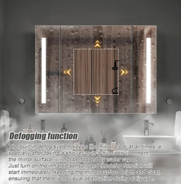 Previzualizare 4: Oglinda LED cu Dulap AXEN 100x70 cm Alb Banda Verticala si Senzor Touch