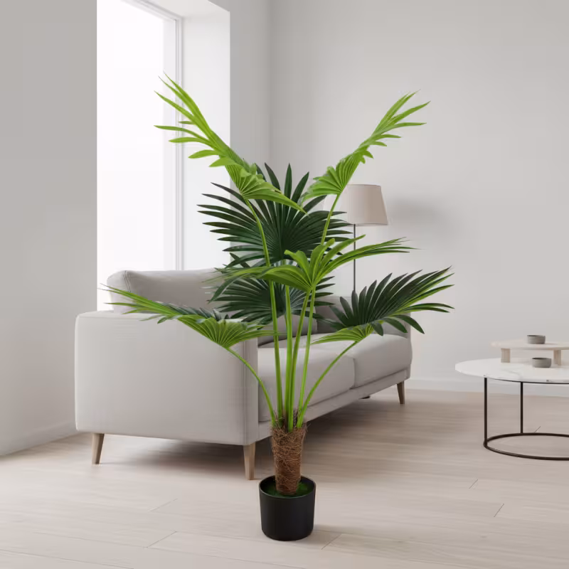 Previzualizare 3: Planta Artificiala Tip Palmier Livistona Evantai, 7 frunze, 140 cm, Verde