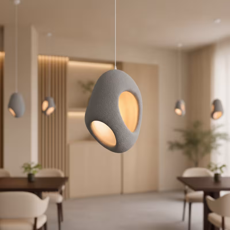 Previzualizare 2: Lustra Moderna FOAMER Magno, 57 cm, Suspendata, 1 X E27, Gri, Metal si Spuma, Inaltime Reglabila