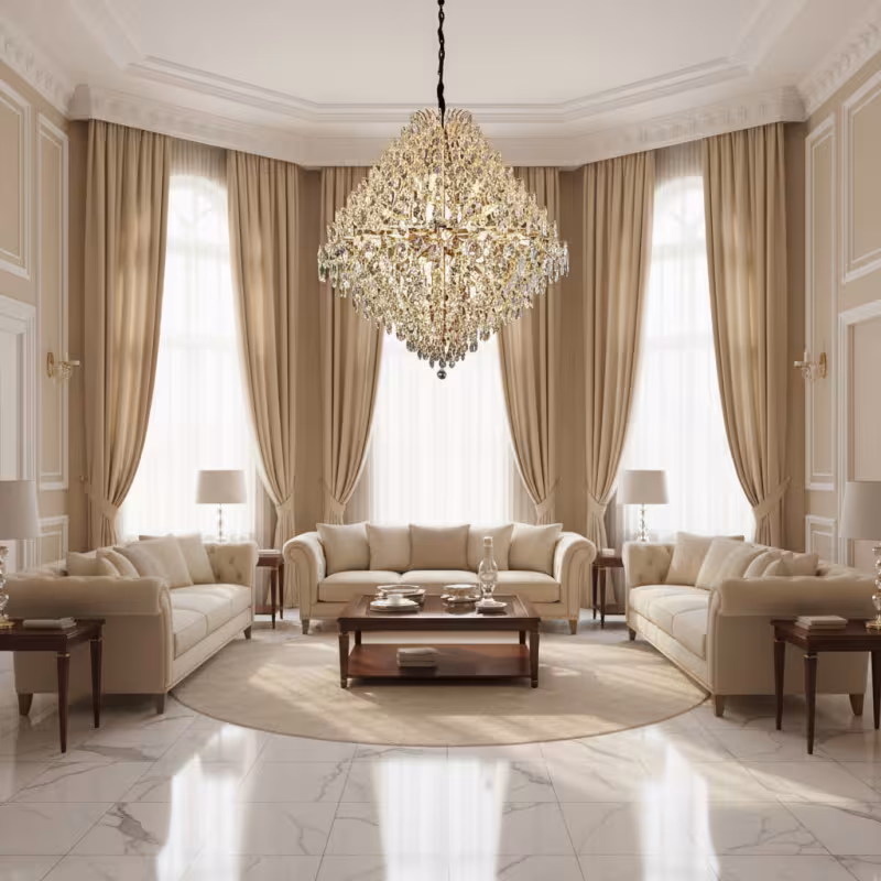 Previzualizare 2: Candelabru Cristal KONIG Grande, 32xE14, D120 cm, Auriu, Inaltime Reglabila, Metal si Cristal