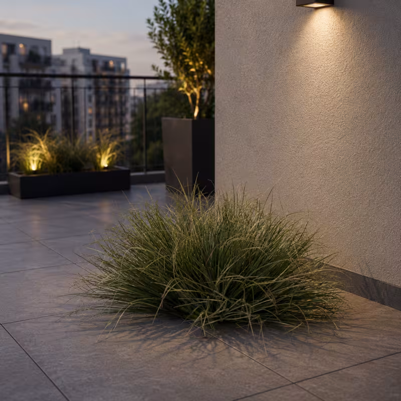 Previzualizare 2: Planta Artificiala Tufa de Iarba Tip Ceapa Curbata, 38 cm, Densitate Medie, Verde Inchis, Fara Ghiveci
