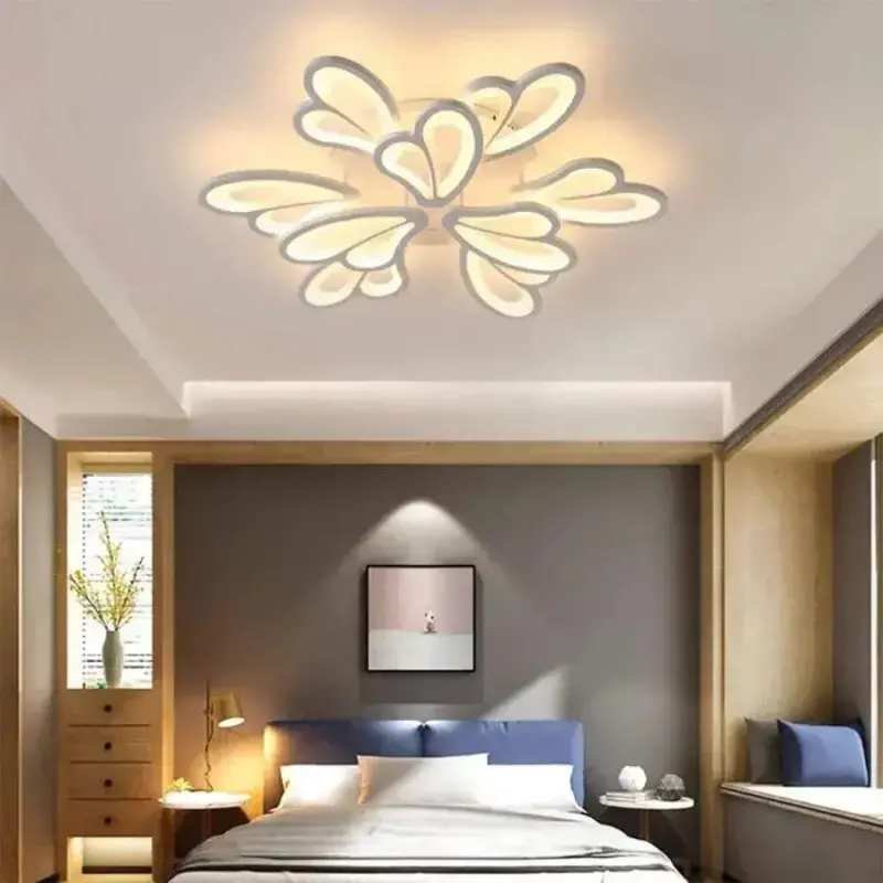 Lustra LED cu telecomanda BLOSSOM 49W, 9 Petale, lumina Rece/Calda/Neutra, Dimabila, Alb